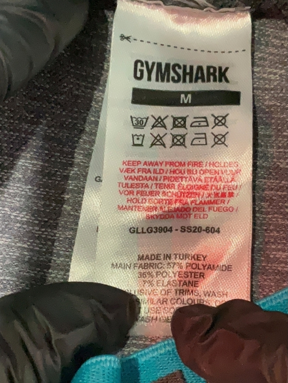 Gymshark Gray Leggings with Teal Branded Waistband - Picture 5 of 5